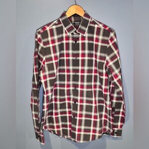 Express Shirt Adult Medium Multicolor Plaid Modern Fit Long Sleeve Button Mens